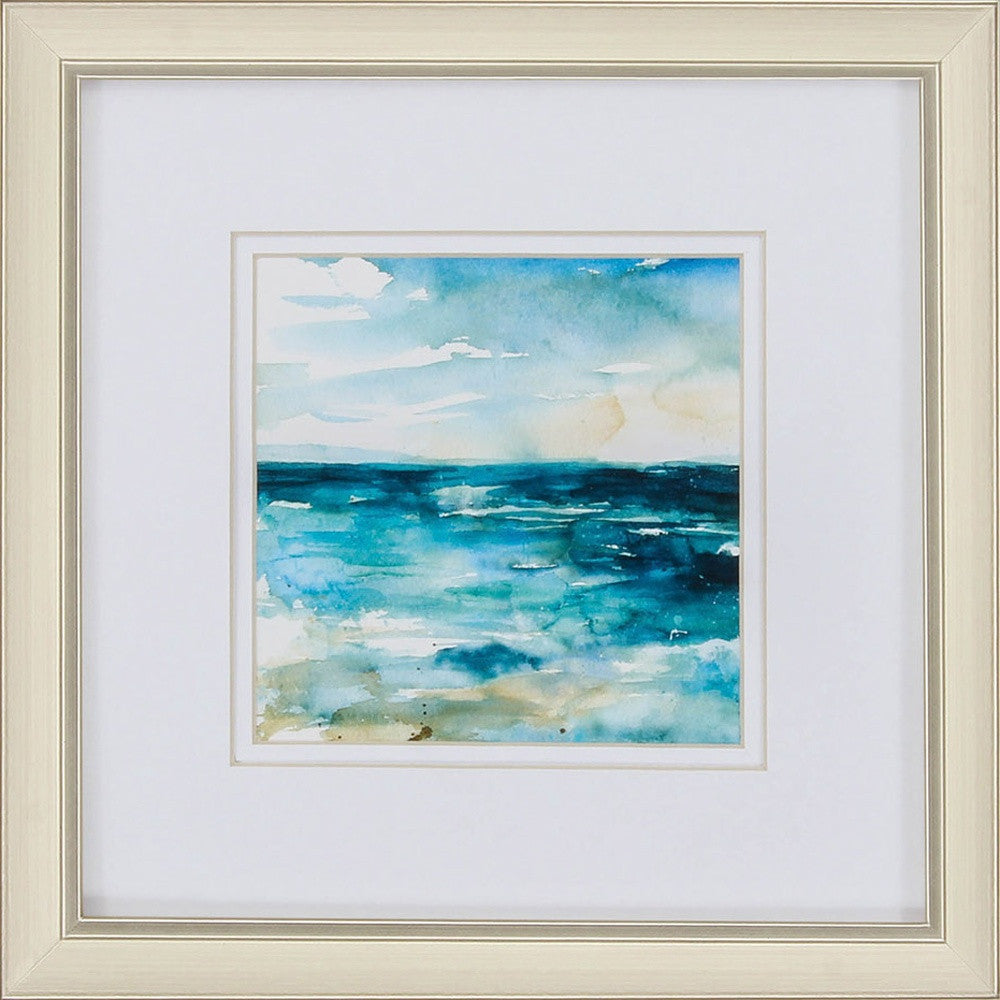 12" X 12" Champagne Gold Color Frame Ocean Break (Set Of 2)