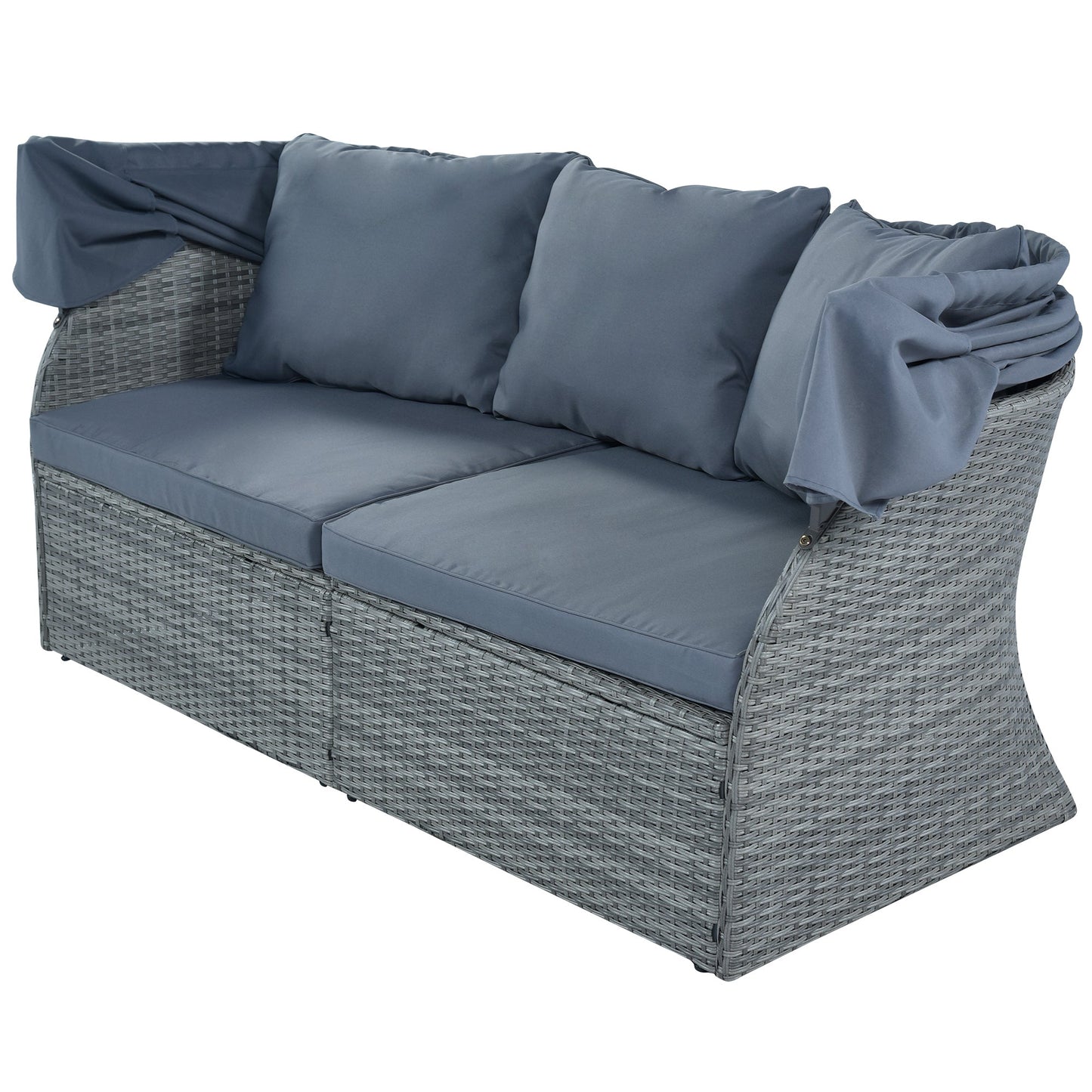 U_STYLE Outdoor Patio Furniture Set Daybed Sunbed with Retractable Canopy Conversation Set Wicker Furniture (As same as WY000281AAE)-9