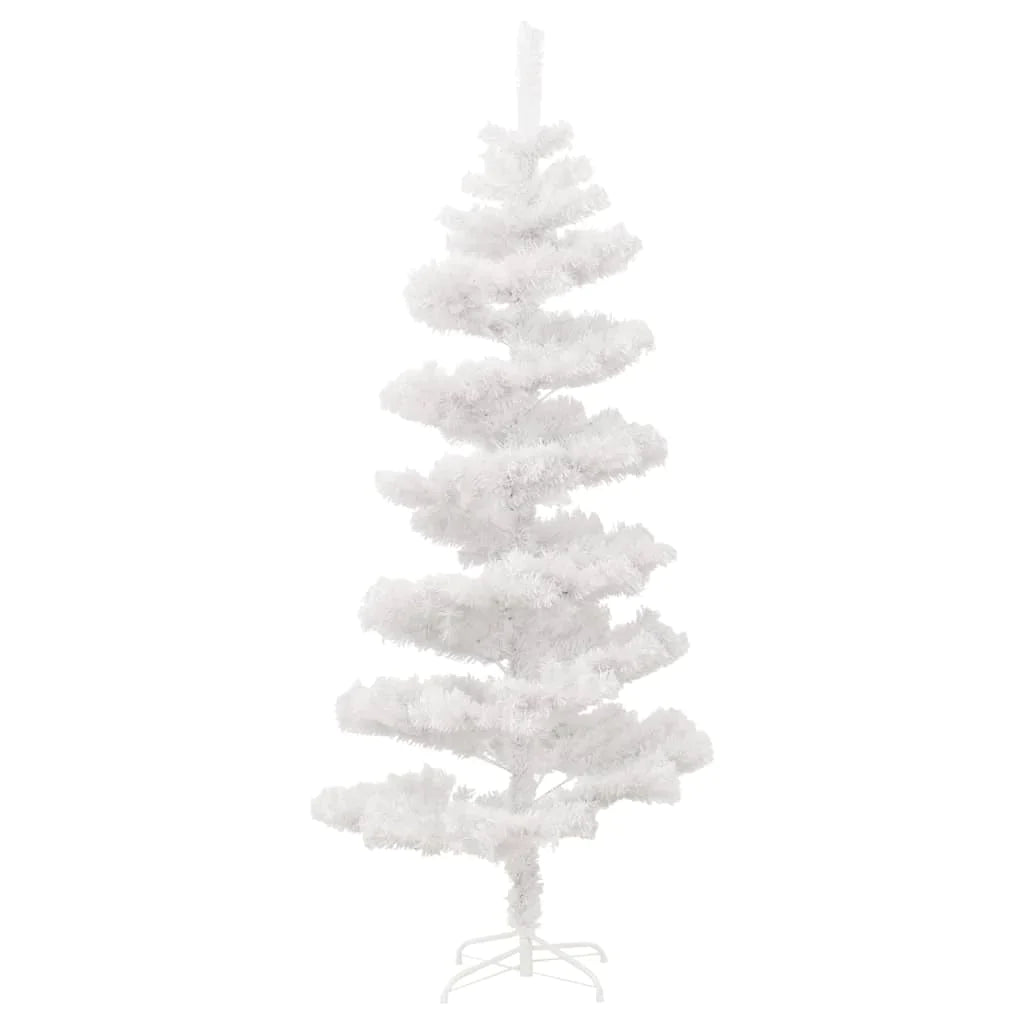vidaXL Swirl Christmas Tree with Stand and LEDs PVC Multi Sizes Green/White-29