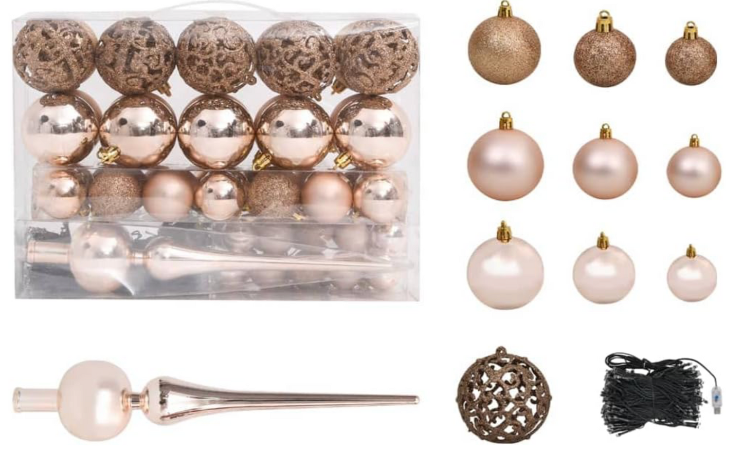 Árbol de Navidad artificial con LED y juego de bolas, decoración, varios colores/tamaños