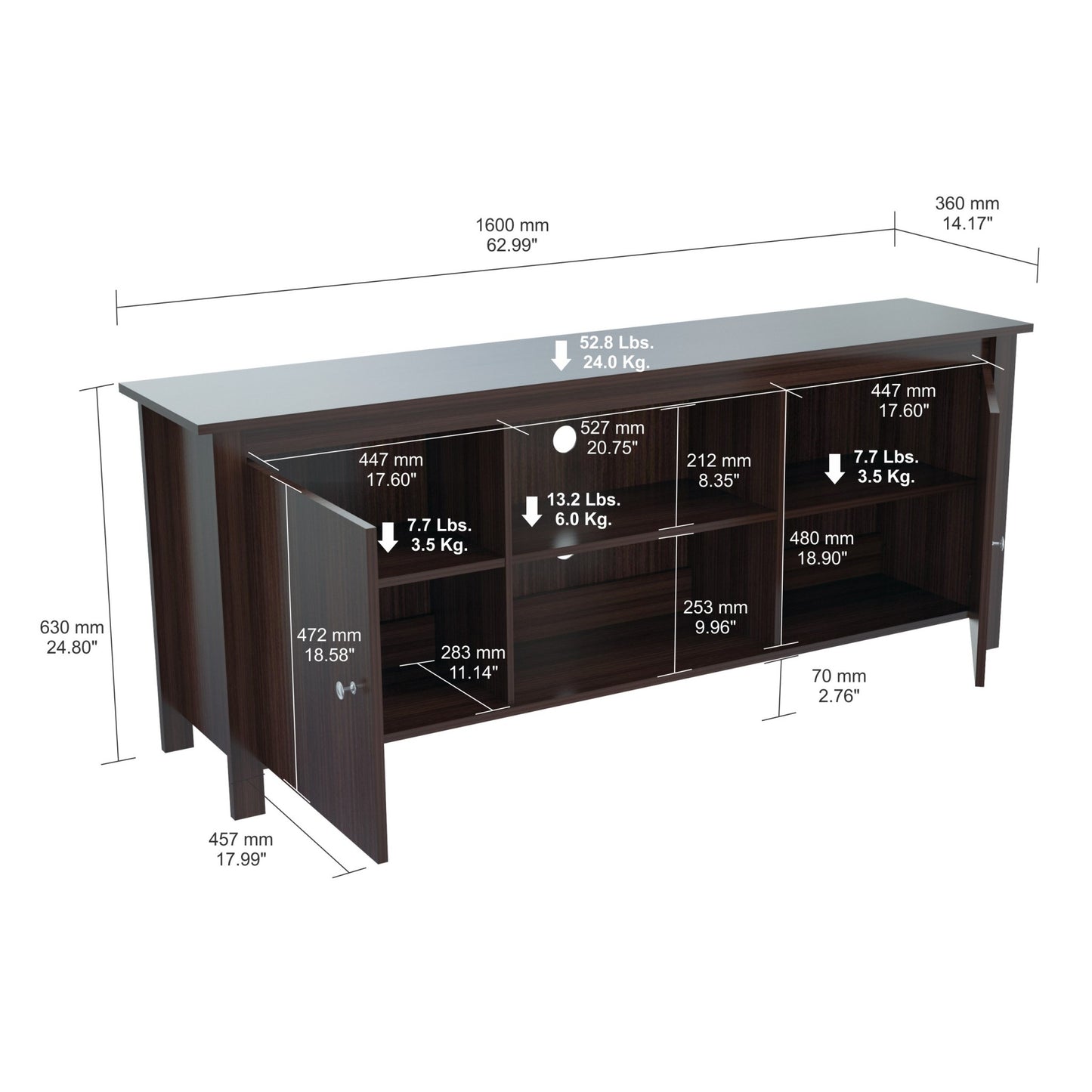 Espresso Finish Wood Media Center and TV Stand-5