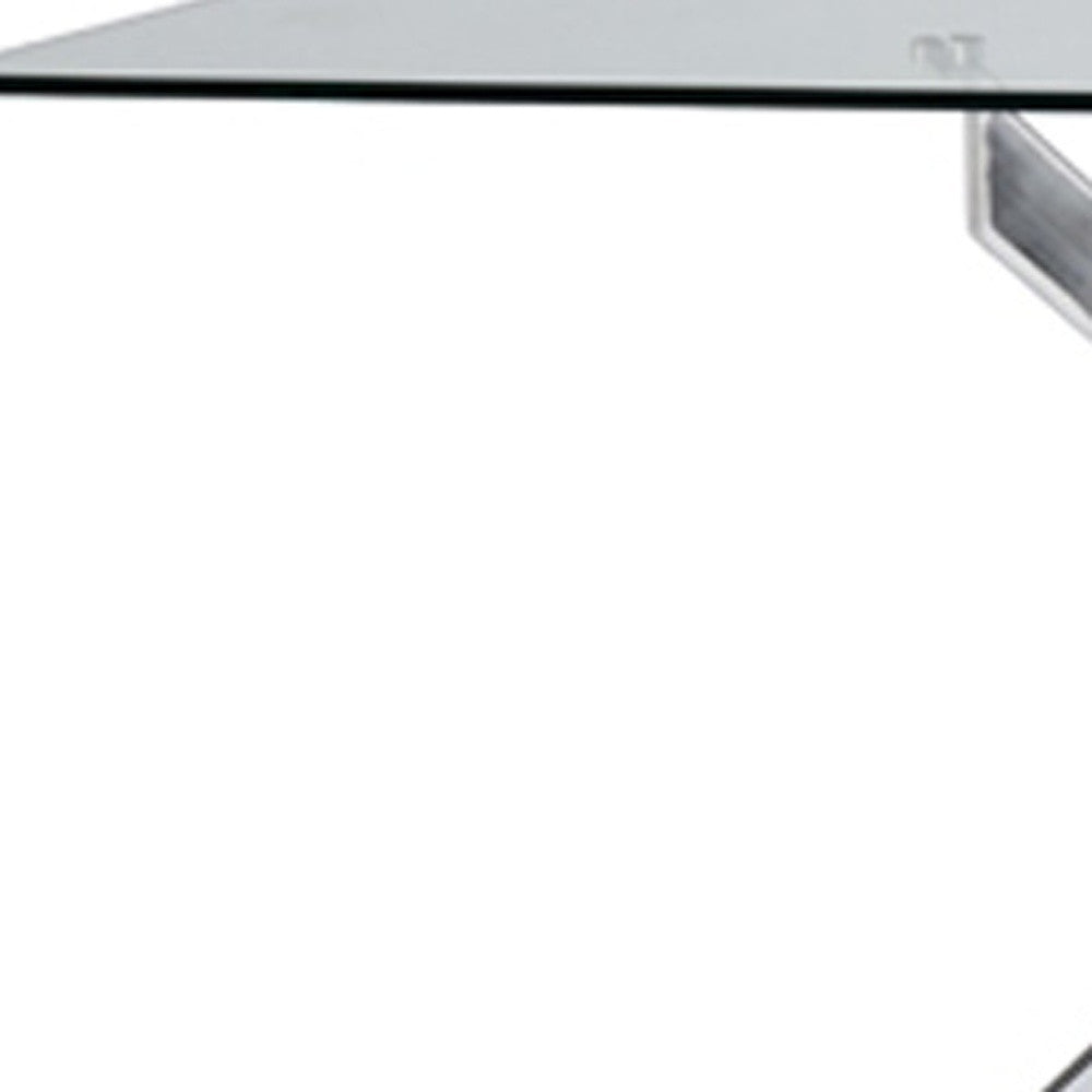 30" Glass and Steel Rectangular Dining Table-4