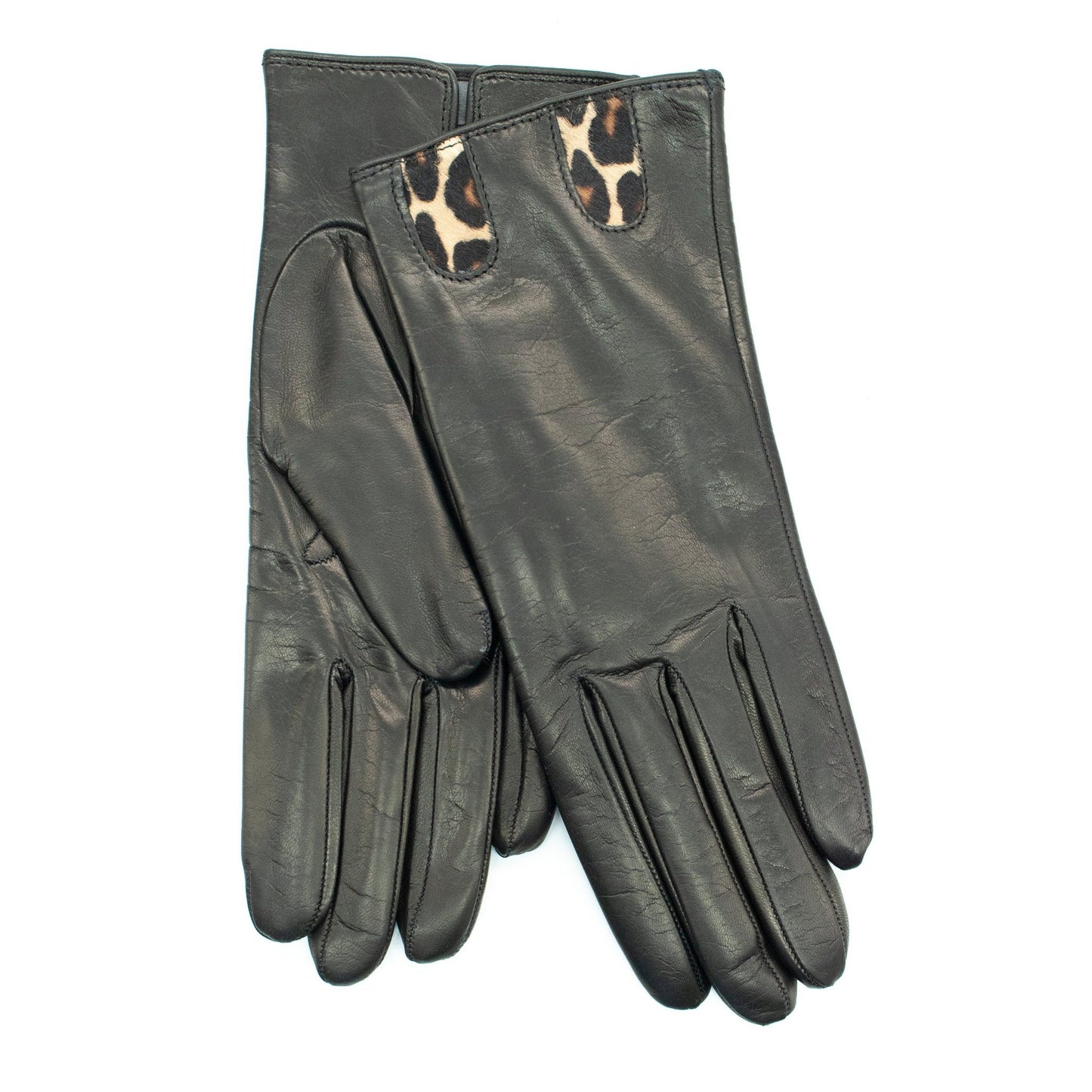 LEATHER GLOVES WITH HAIRCALF DETAILS-0