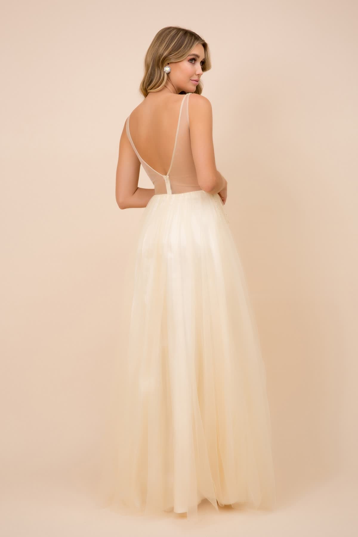 Sleeveless Side Leg Slit Long Bridesmaid Dress NXG390-1