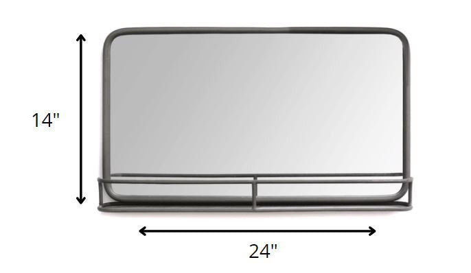 24 Chic Rectangular Gunmetal Framed Mirror with Shelf-4