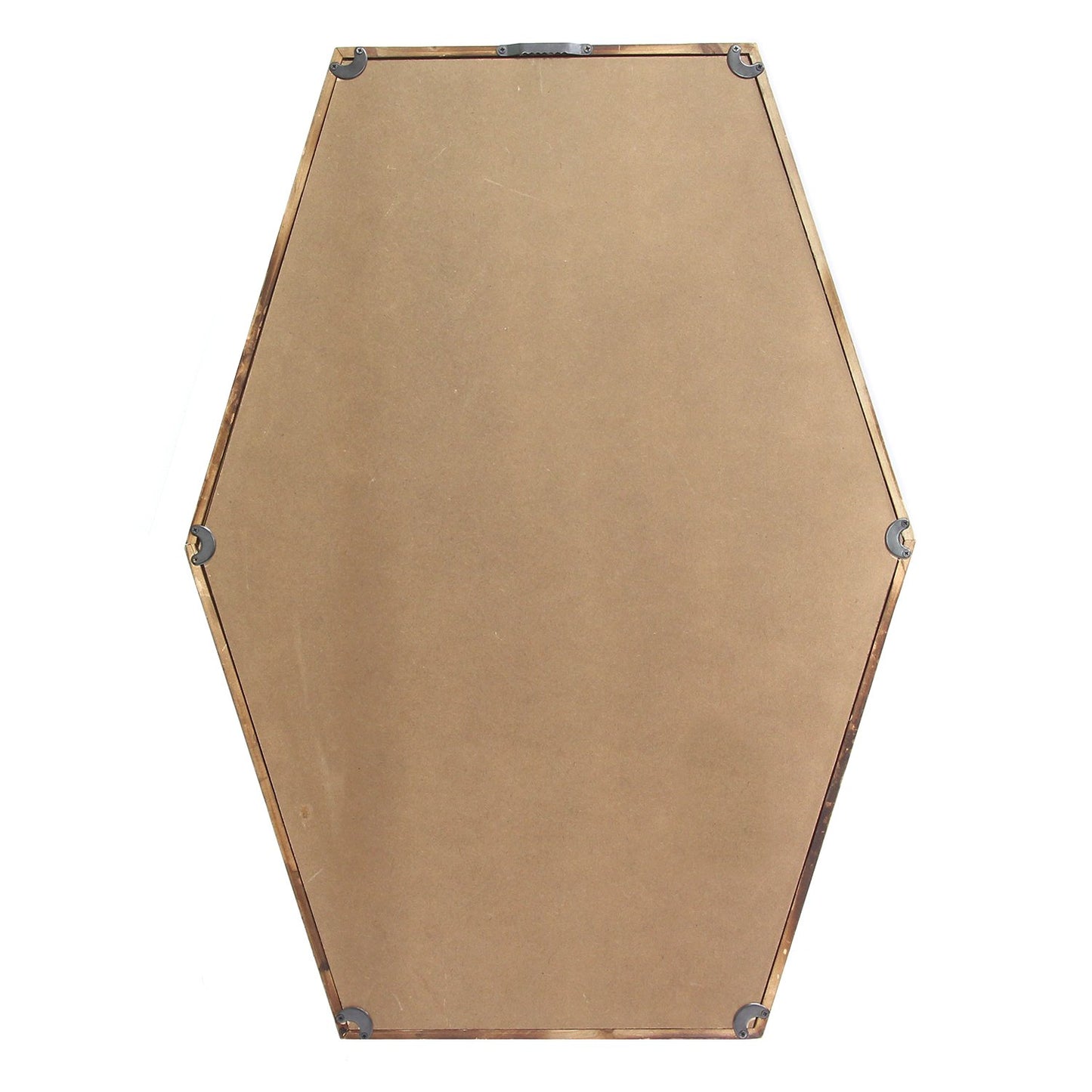 Dark Wood Hexagonal Frame Wall Mirror-2