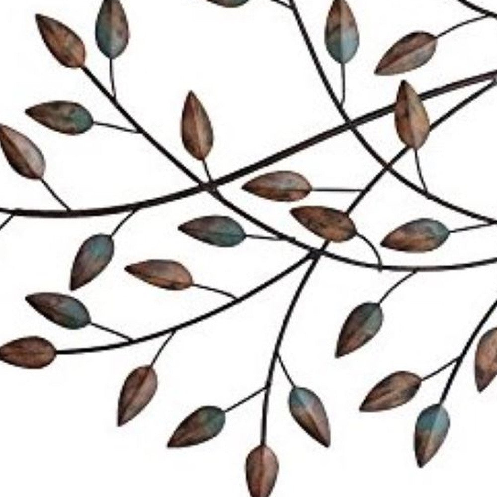 Distressed Metal Blowing Leaves Wall Decor-5