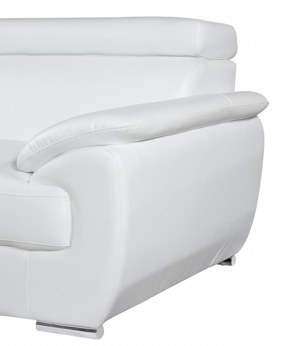 86" Captivating White Leather Sofa-4