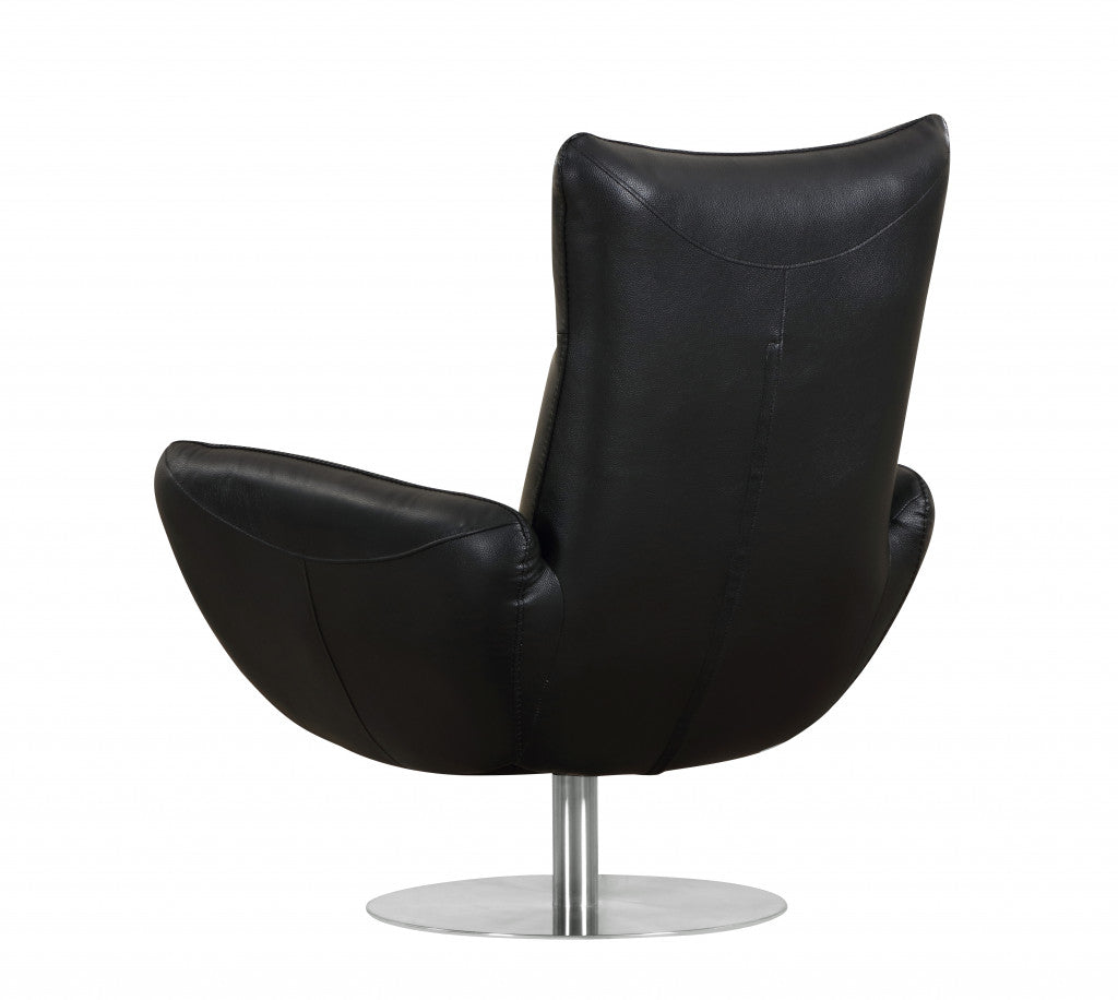 43" Black Contemporary Leather Lounge Chair-4