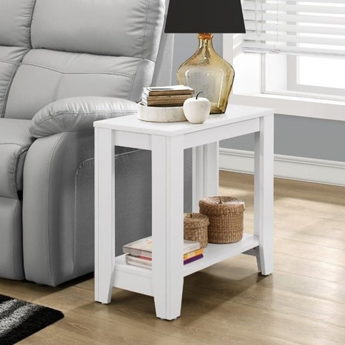 11.75" x 23.75" x 22" White Particle Board Laminate Accent Table-4