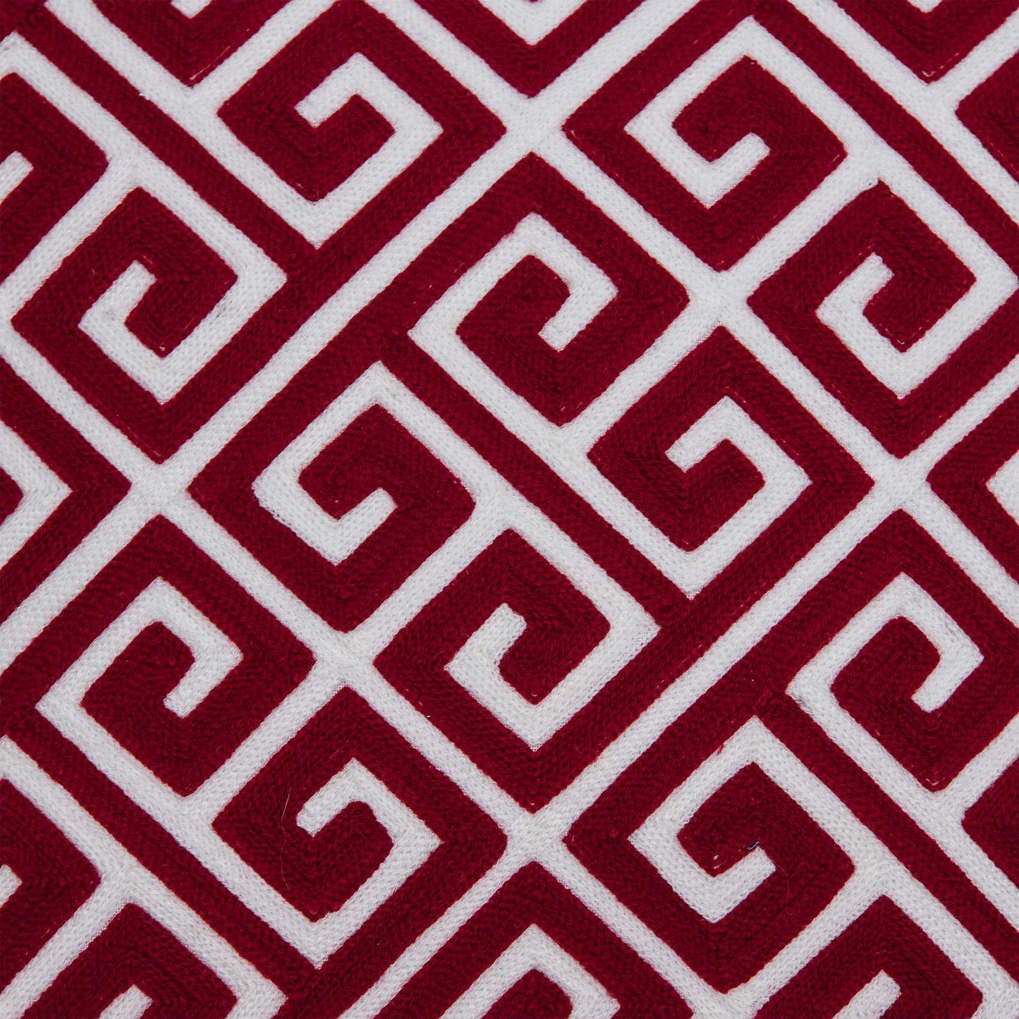 20" x 7" x 20" Transitional Red and White Cotton Pillow Cover With Poly Insert-4