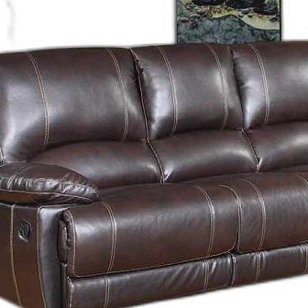 76'" X 40'" X 41'" Modern Brown Leather Sofa And Loveseat-5