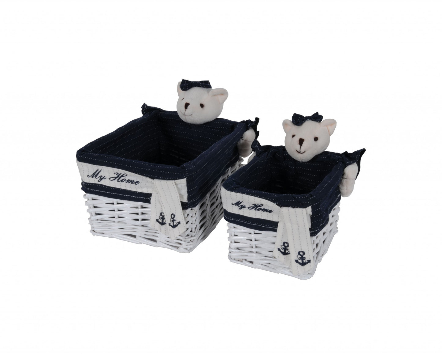 15.5" x 23.5" x 22" WhiteBlueRectangularBear Design Basket Set of 5-5