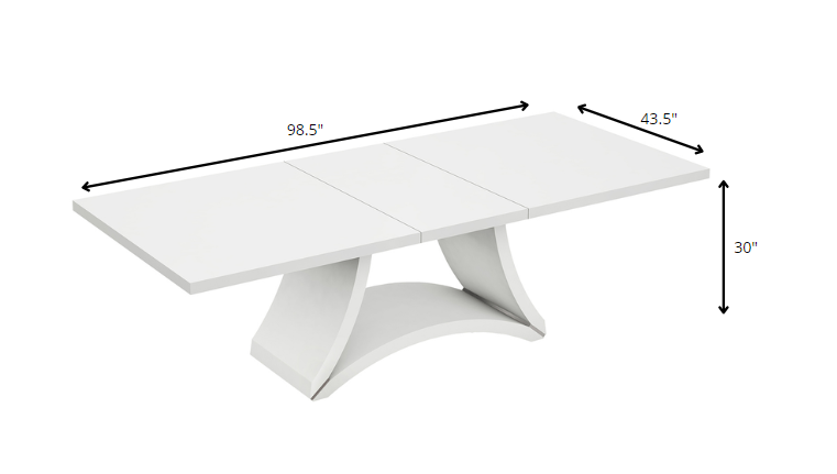 98.5" X 43.5" X 30" White Dining Table and 6" Chair Set-3
