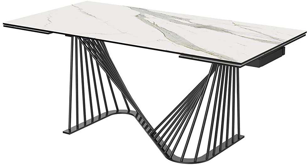 71 X 35 X 30 White Glass Ceramic Dining Table-3