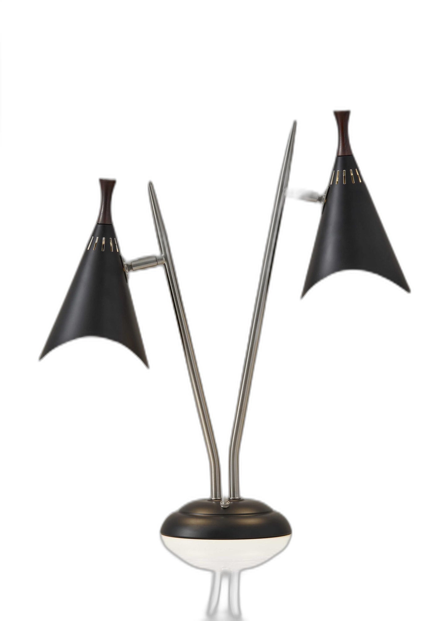 Matte Black Metal Two Light Desk Lamp Smart Outlet Compatible-4