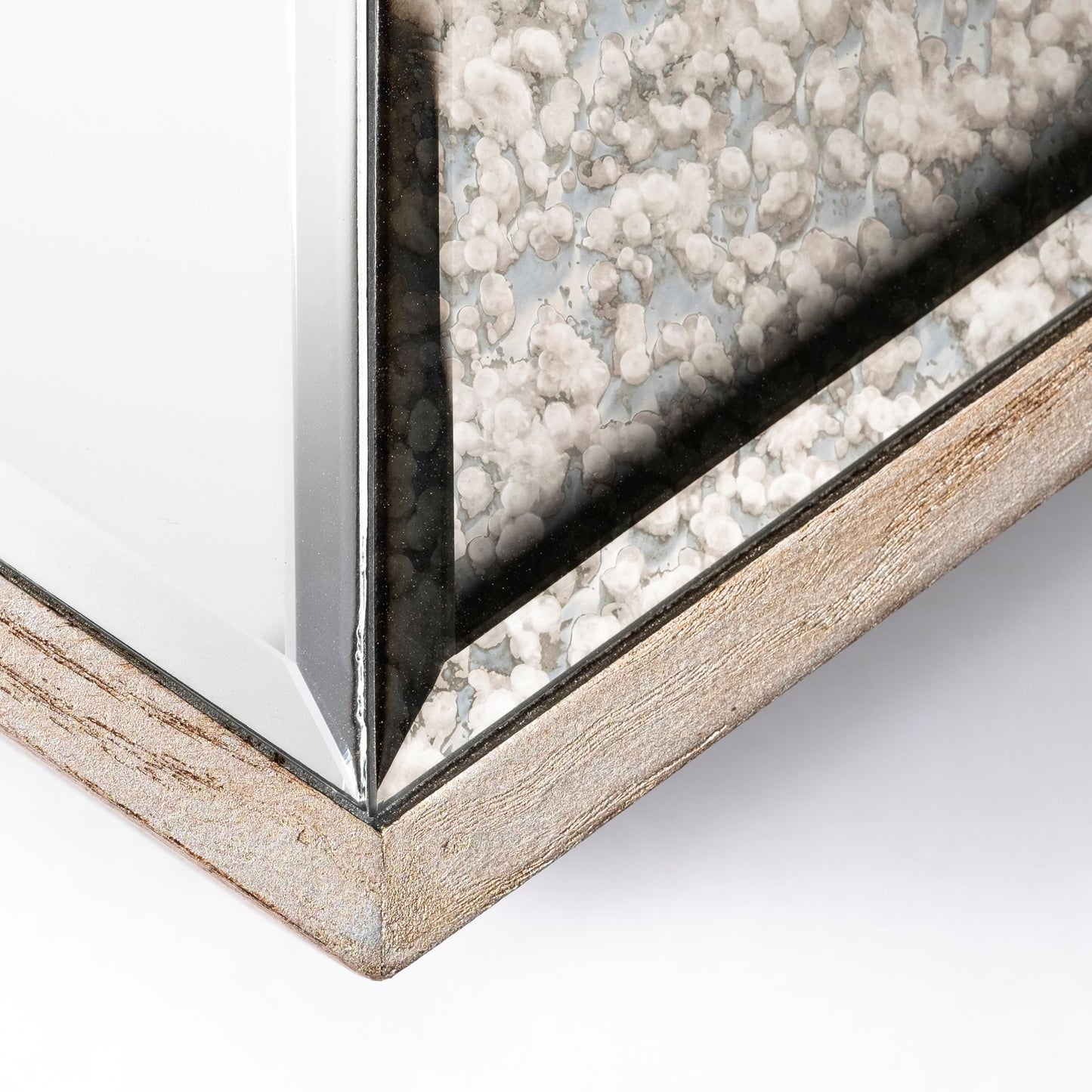 V Shaped Wooden Frame Wall Mirror w Clear Glass-5