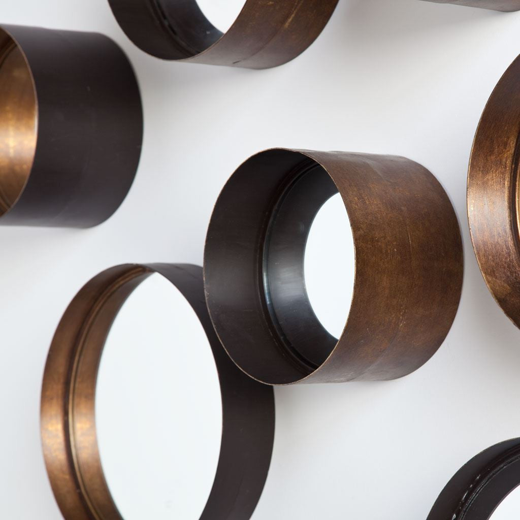 Set of 8 Brown Metal Wall Mirrors-2