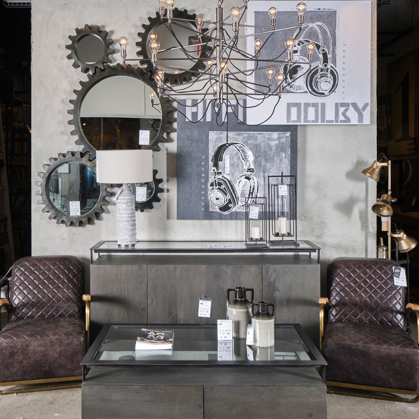 COG 17" Round Black Metal Frame Wall Mirror-4