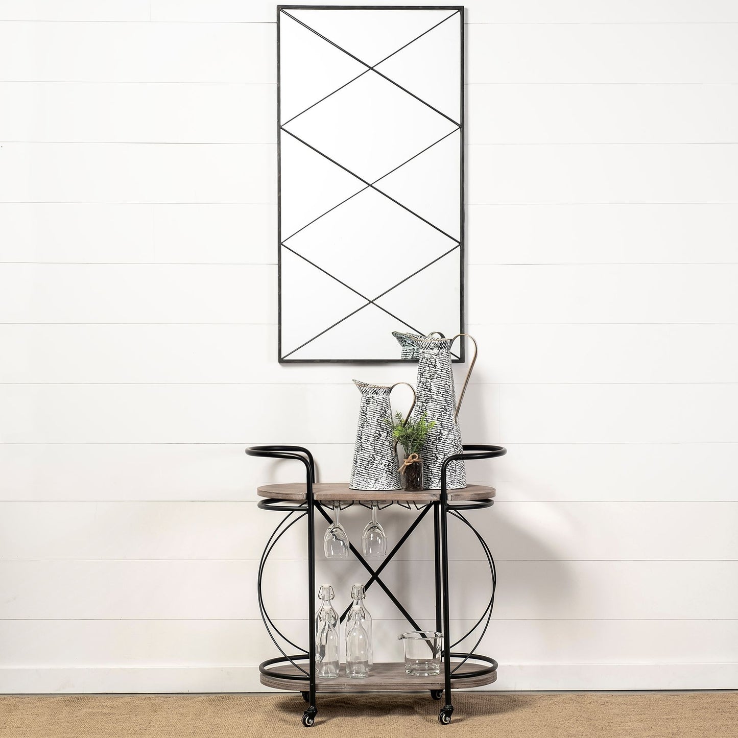 Rectangular Black Metal Frame Wall Mirror-5