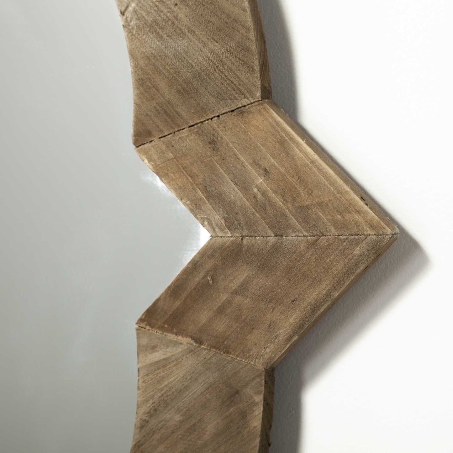 23" Round-Square Brown Wood Frame Wall Mirror-5