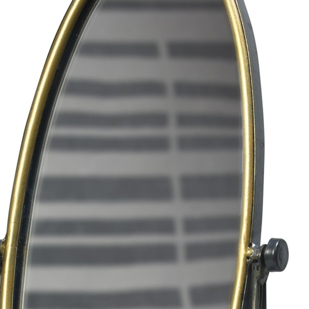 Gray and Gold Oval Vanity Floor Mirror-3