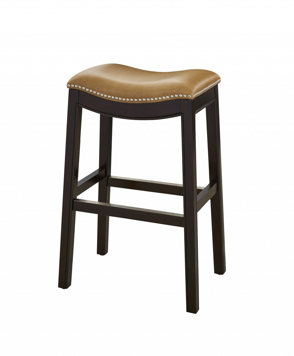 30" Espresso and Carmel Saddle Style Counter Height Bar Stool-5