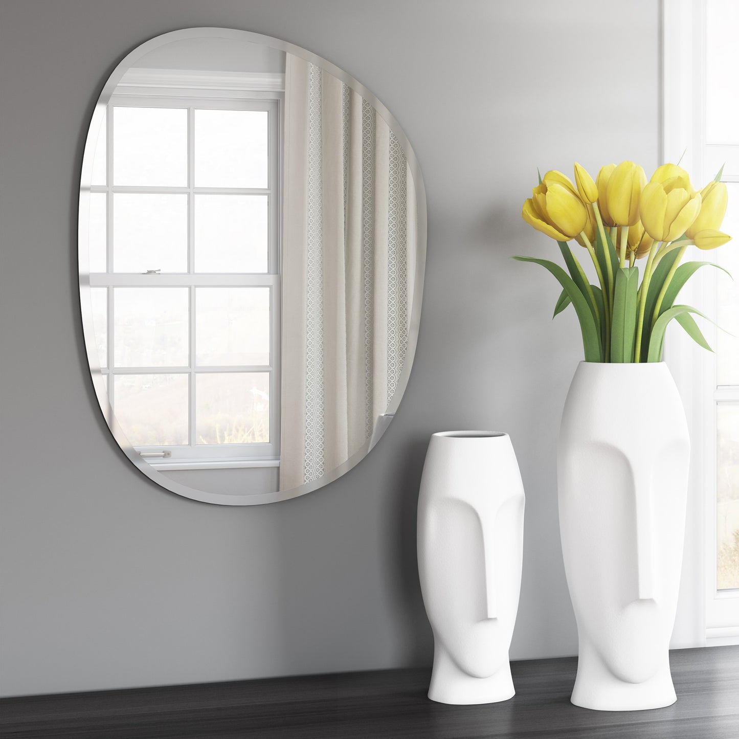Oval Asymmetrical Frameless Mirror-4