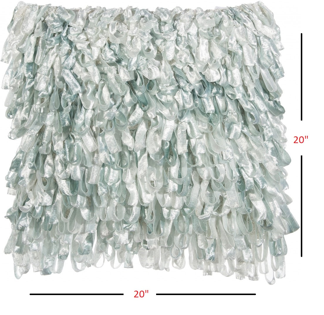 Shiny Light Blue Shaggy Throw Pillow-4