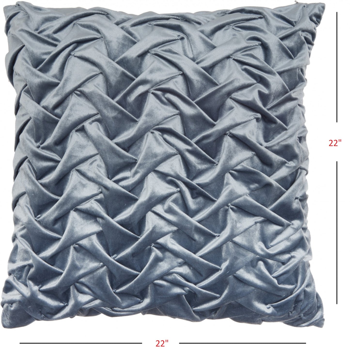 Powder Blue Pleated Velvet Throw Pillow-4