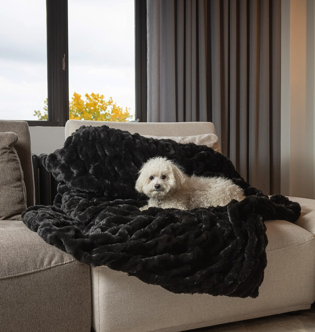 Premier Luxury Onyx Stripe Faux Fur Throw Blanket-3