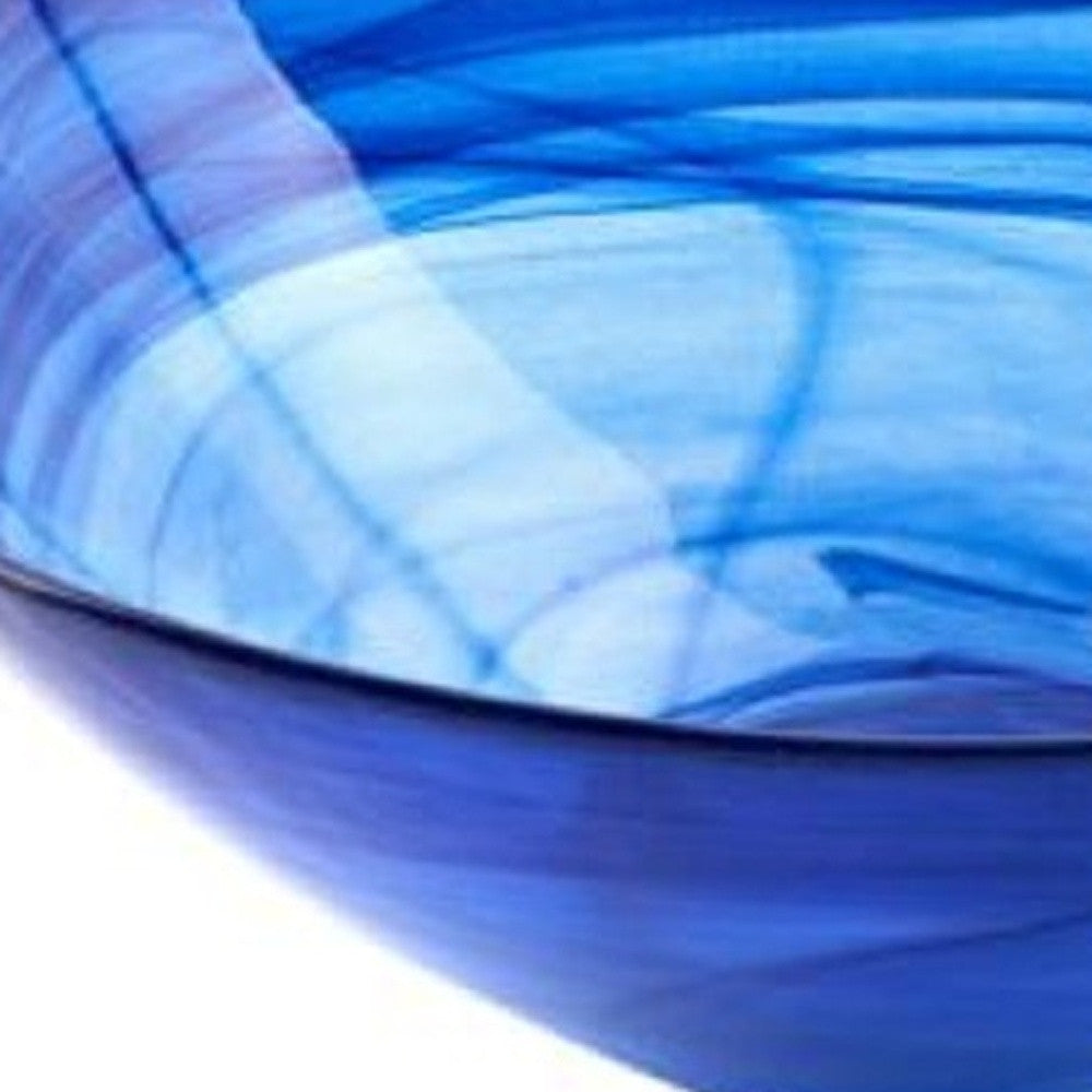 6 Contemporary Soft Square Blue Swirl Glass Bowl Set of 2-5