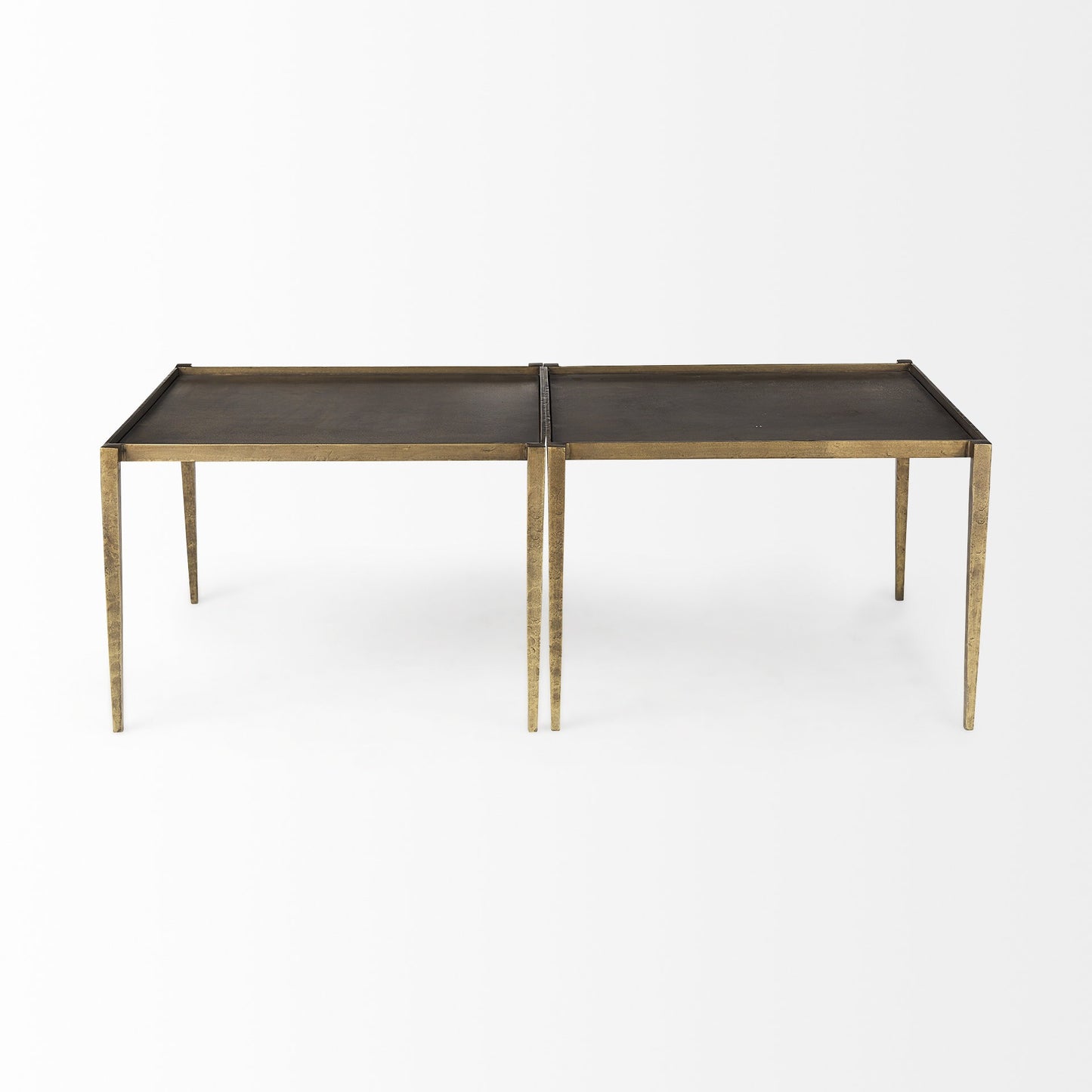 Dark Brown and Antiqued Gold Coffee Table-5