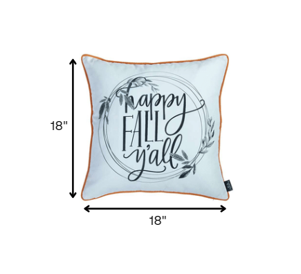 Black and White Happy Fall Throw Pillow-2