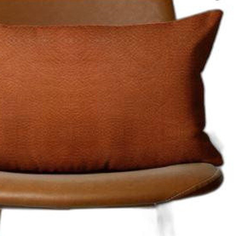 Solid Brown Faux Leather Lumbar Throw Pillow-5