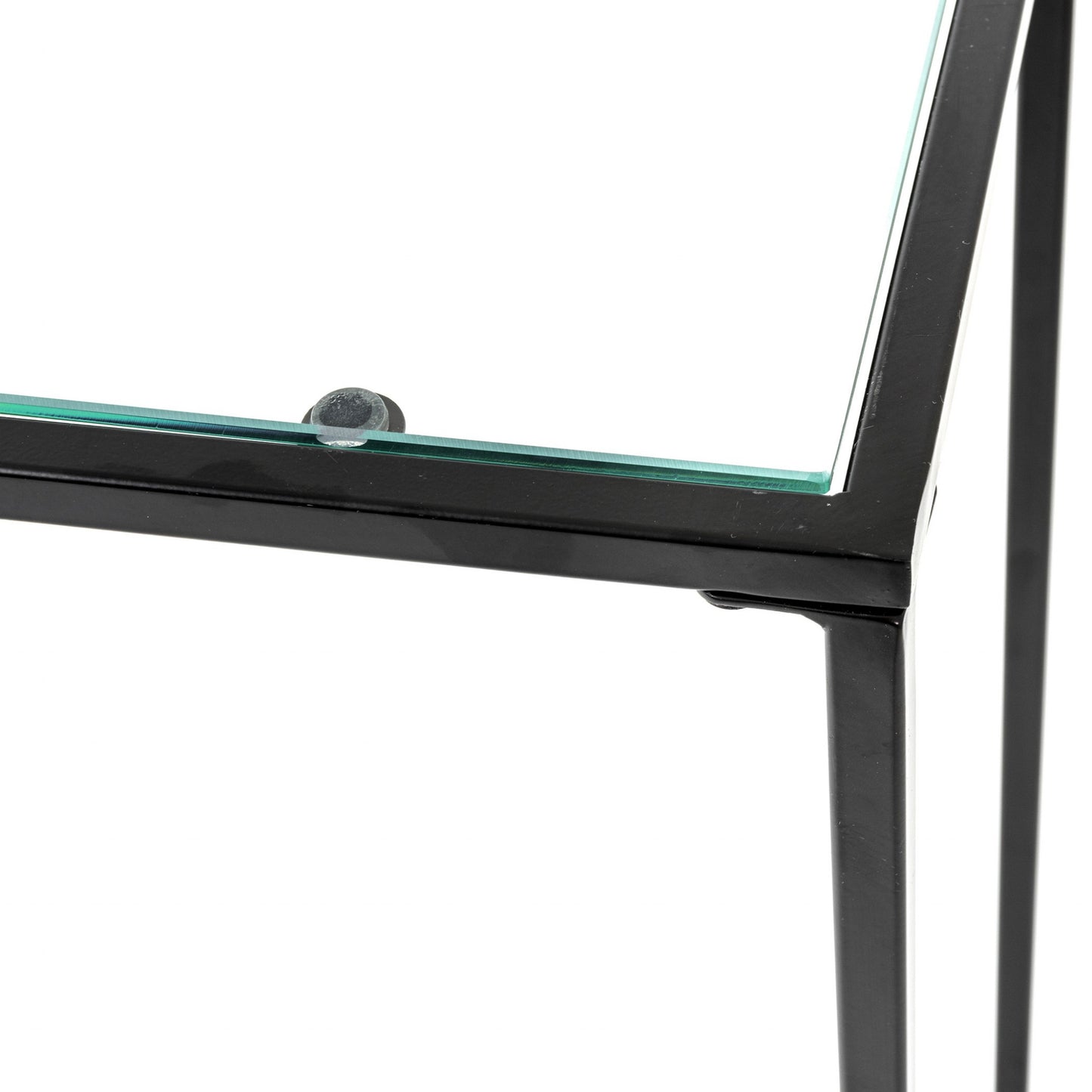 Minimalist Clear Glass and Black Console Table-3