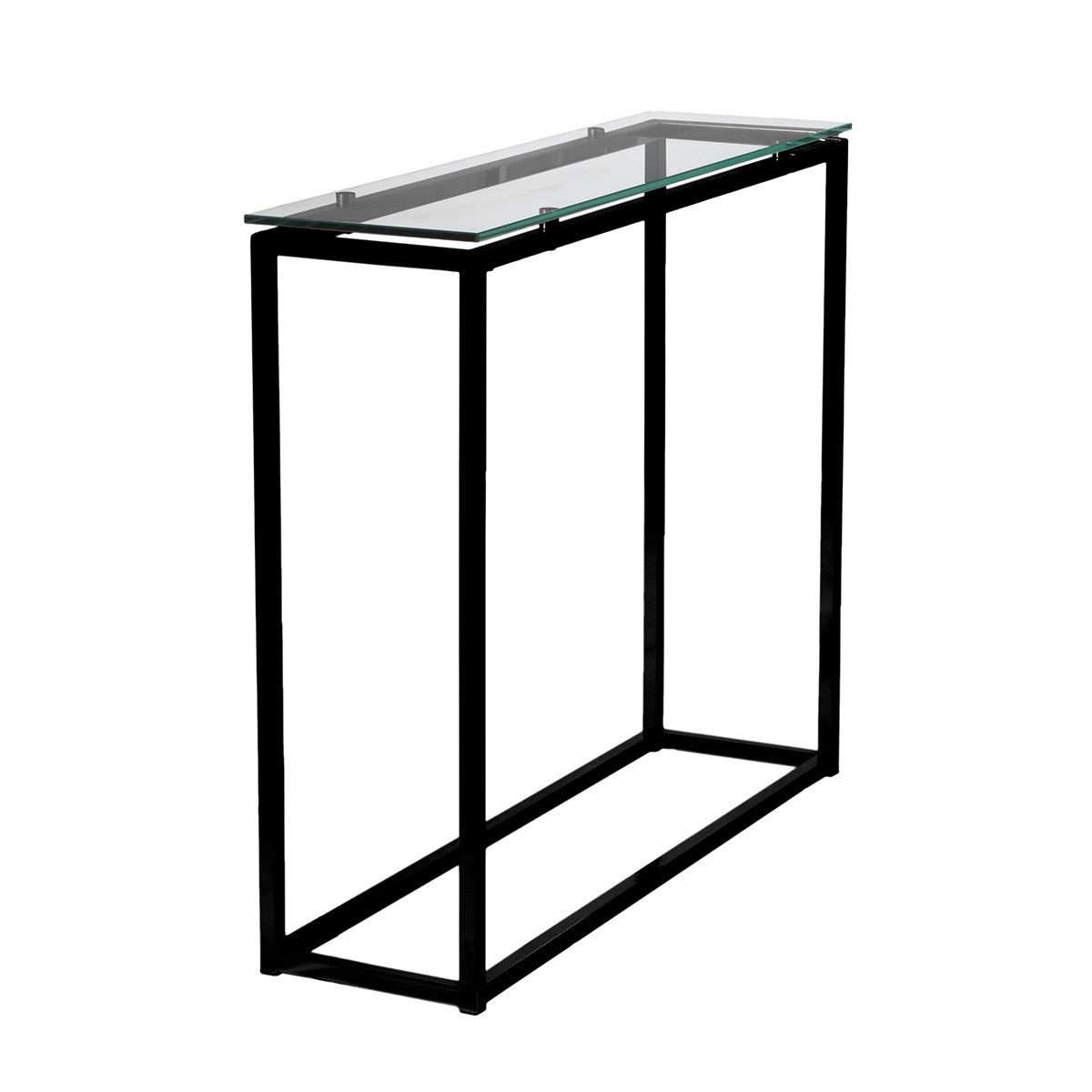 Geo Rectangle Clear Glass and Black Console Table-2
