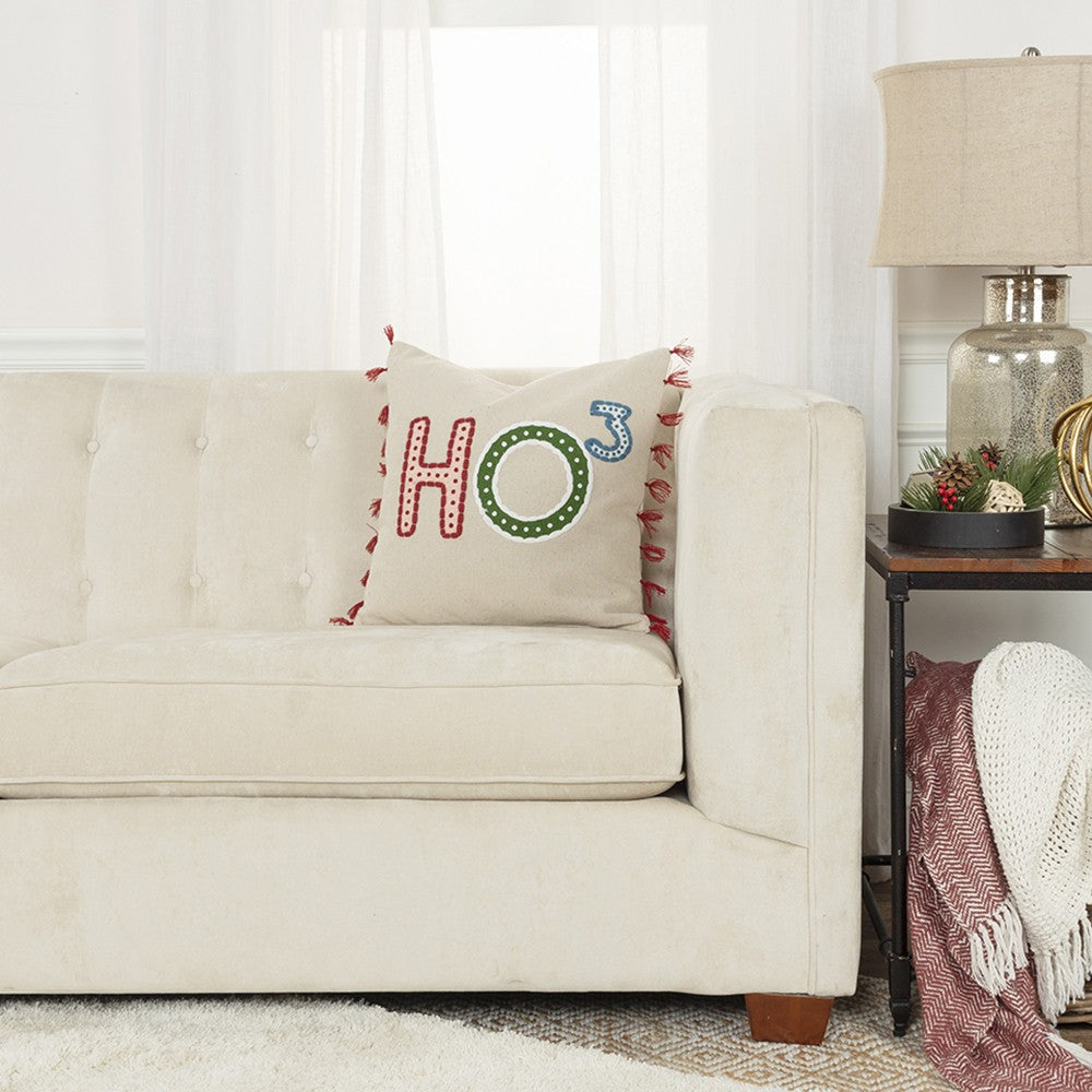 Beige Red Holiday Whimsical Throw Pillow-4