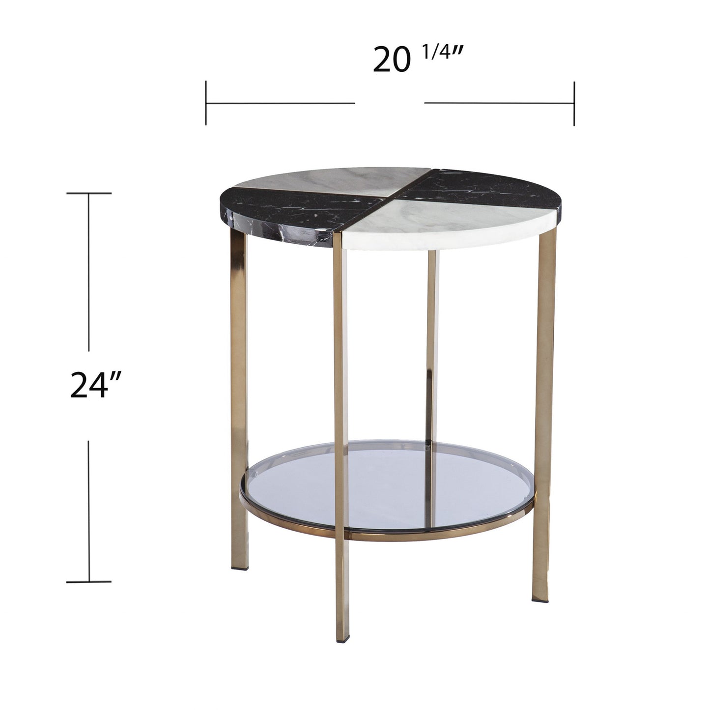 24" Black Manufactured Wood And Iron Round End Table With Two Shelves-5