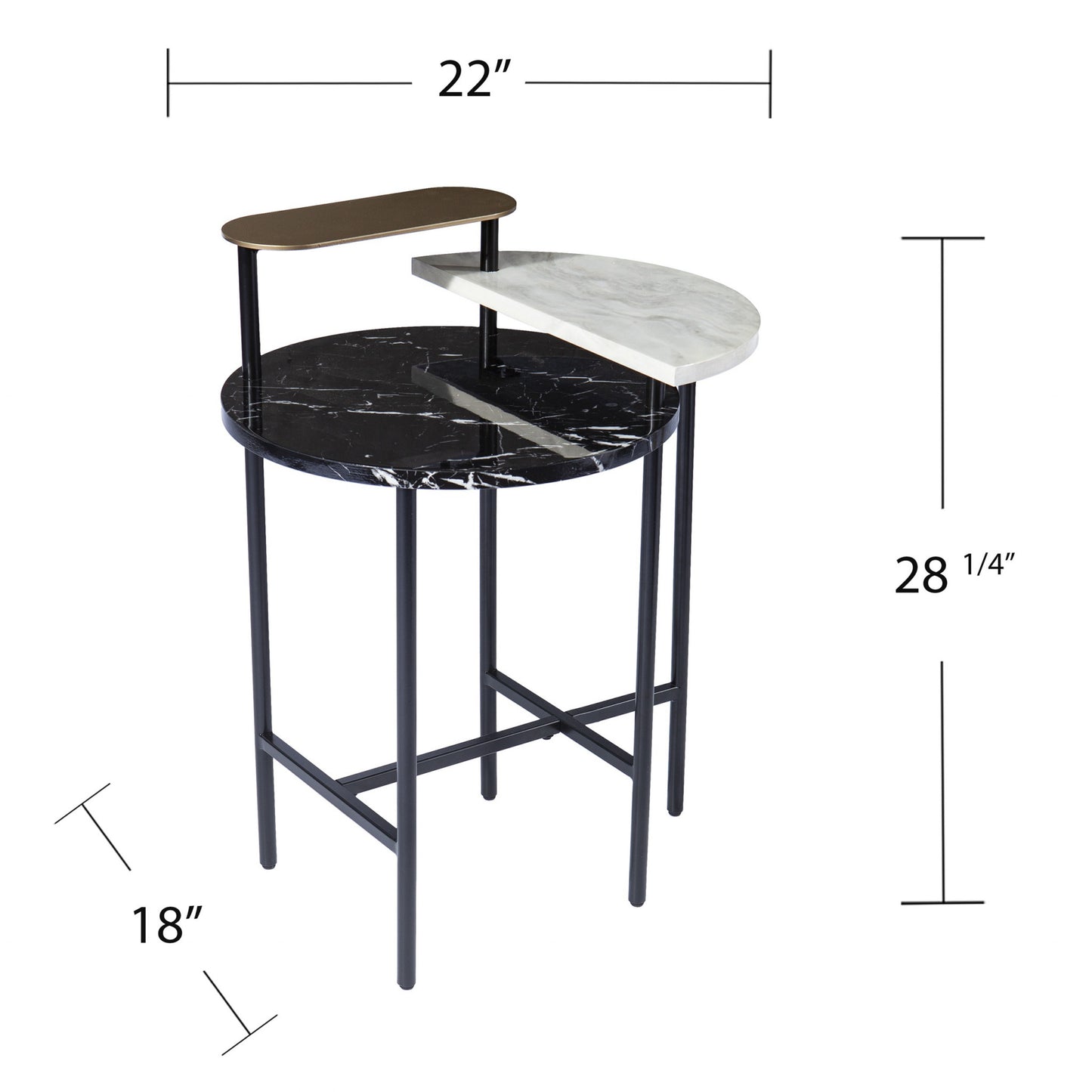 28" Black Manufactured Wood And Iron Free Form End Table With Shelf-5