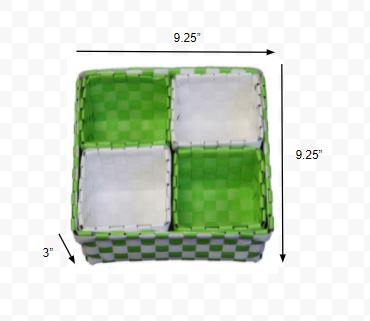 Green and White Woven Basket Five Piece Set-3