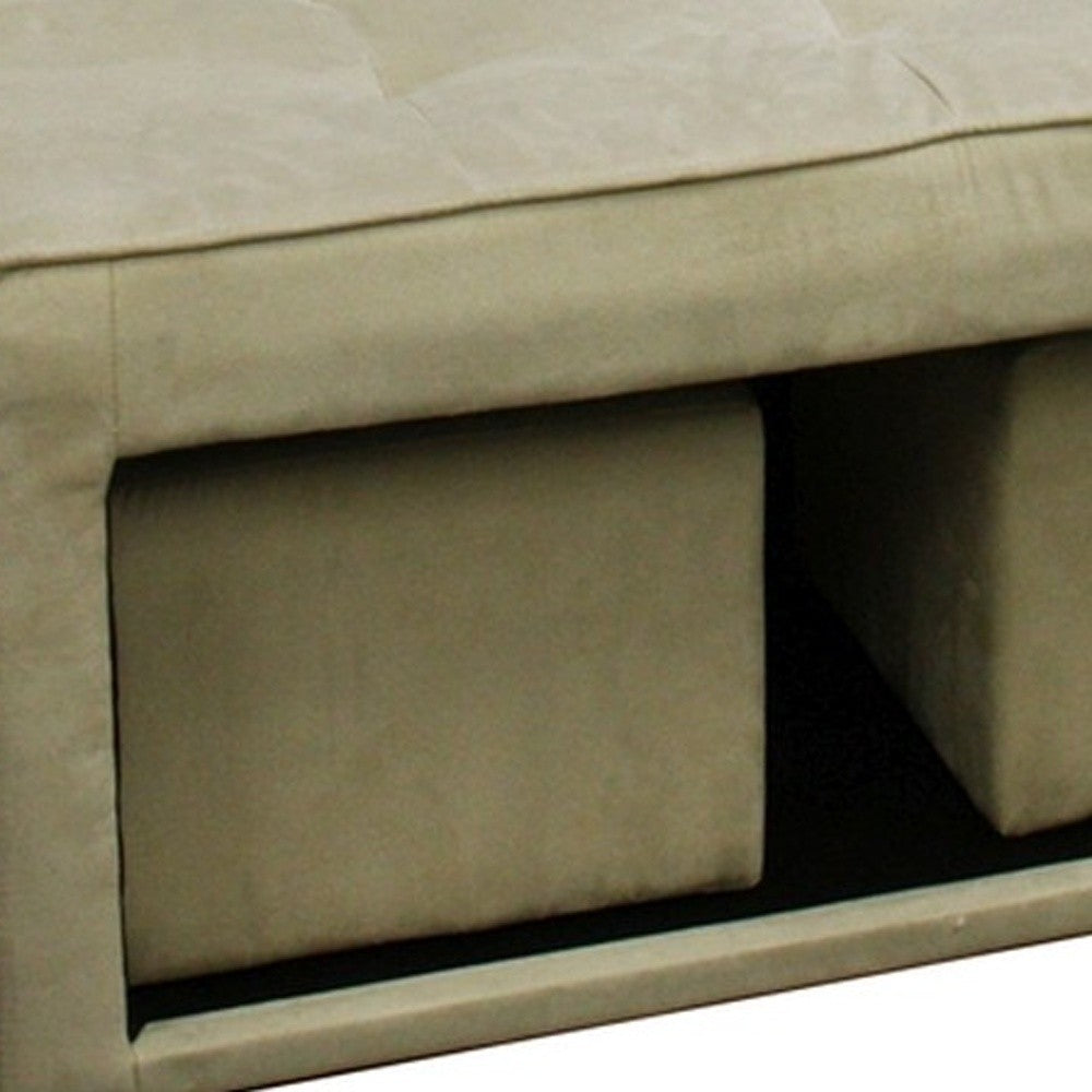 Beige Storage Bench and Ottoman Set-4