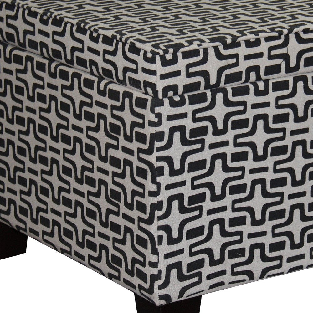 Dark Brown and White Retro Star Print Storage Ottoman-4