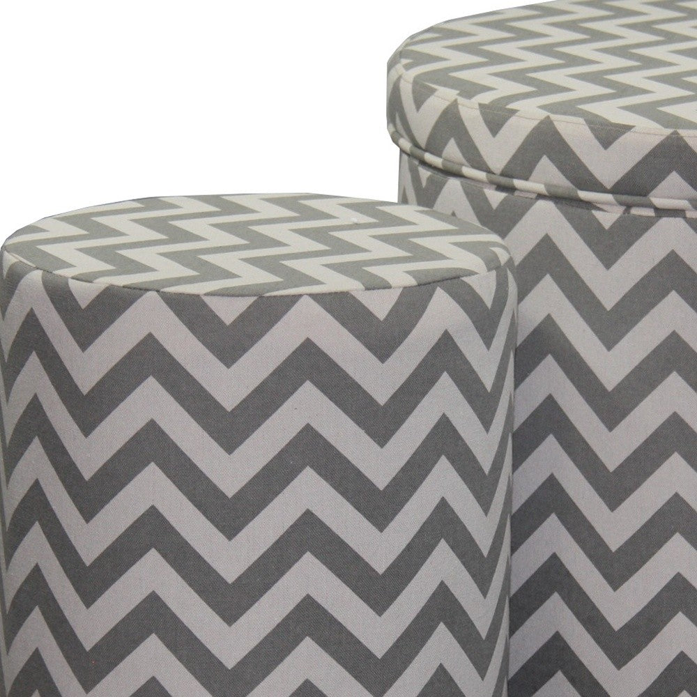 Gray and White Chevron Ottoman Two Piece Set-4
