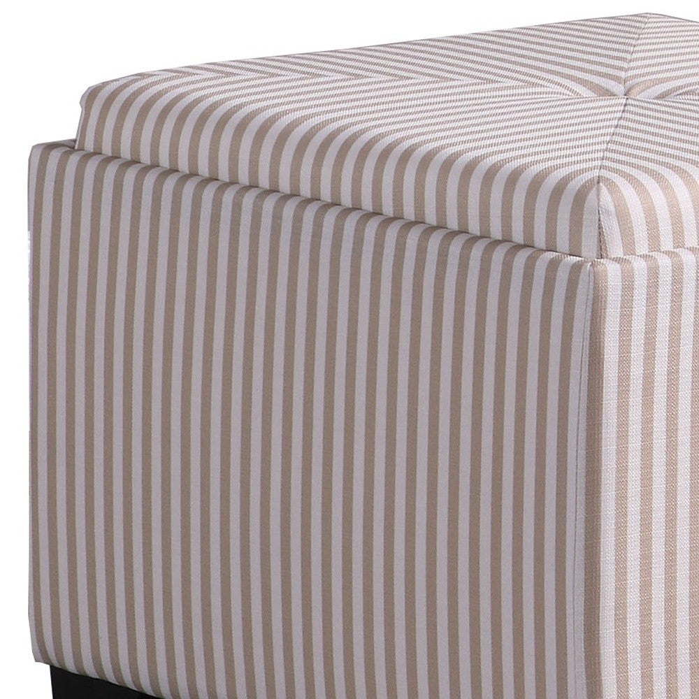 Gray and White Pinstripes Tufted Storage Ottoman-5