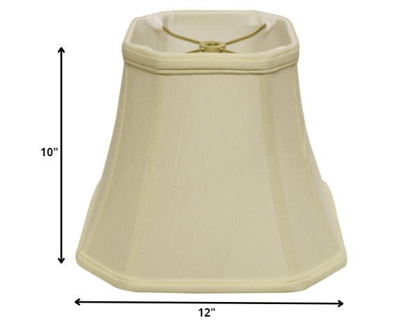12" Ivory Slanted Square Bell Monay Shantung Lampshade-2