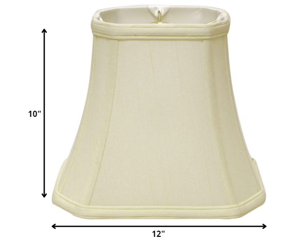 12" Ivory Slanted Rectangle Bell Monay Shantung Lampshade-2