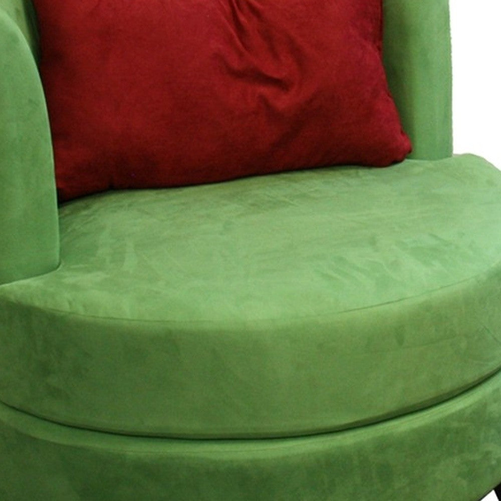 31" Green Microfiber Retro Round Accent Chair with Contrast Pillow-3