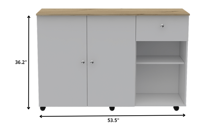 Sleek and Modern White Pine Kitchen Island Cart-4