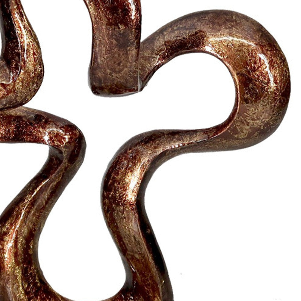 16" Brown And Gold Abstract Aluminum Sculpture-5